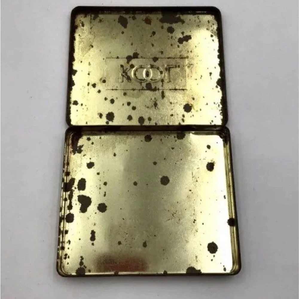 Vintage Antique Kool‎ Black Tobacciana Cigarette Case Tin Square - Distressed